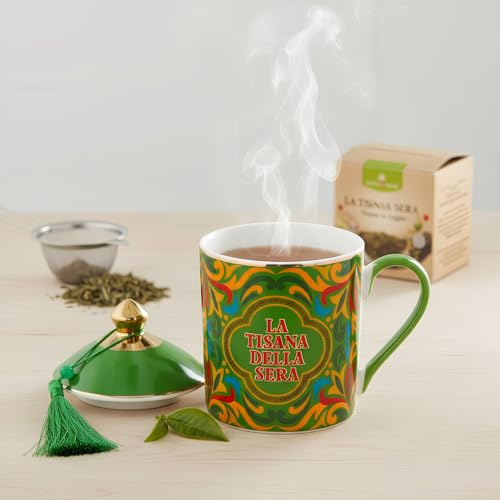 KASANOVA Tazza Porcellana con Filtro per tè Royal Garden Verde