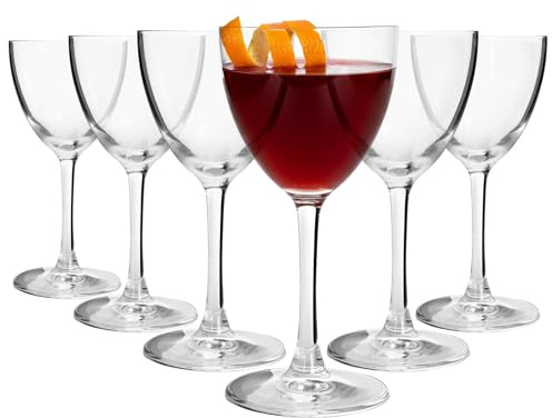 Argon Tableware Hoxton Crystal Nick & Nora Glasses 155ml - Pack of 6, Lead-Free Crystal Cocktail Glass Set, 1930s Vintage Style, Curved Bowl for Martinis & Manhattans, Gift Boxed