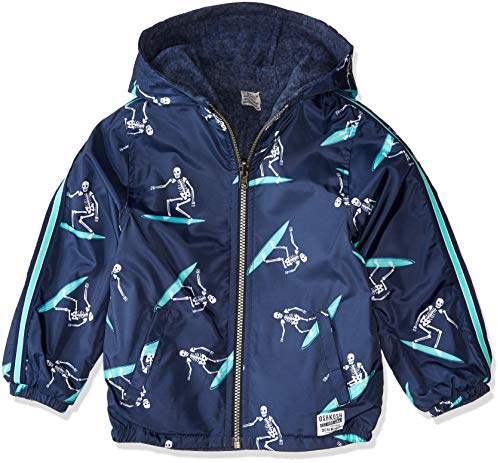 OshKosh B'gosh Boys' Midweight Reversible Jacket, Navy/Surf Skeletons, 4