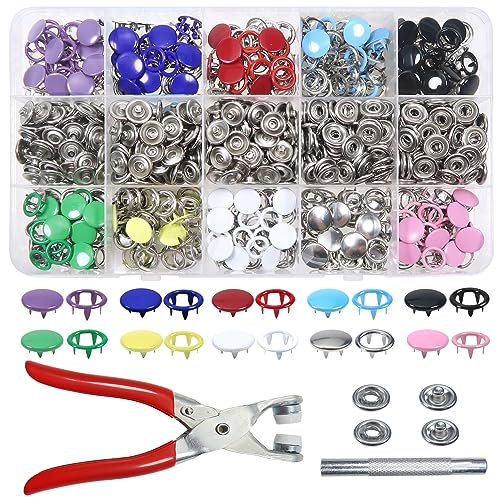 TOAOB 200 Set Edelstahl Druckknöpfe kit mit Zange 9,5mm Jersey Druckknöpfe 10 Farben Für DIY Sewing Craft Basteln Kleidung Taschen Handgemaakt Kleding Repareren