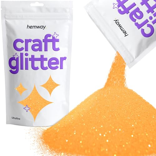 Hemway Craft Glitter Fluorescent UV Neon Orange 100g Ultrafine Glitter | for Crafts, Resin, Cosmetic, Nail, Face, Body, Festival, Tumblers, Art, Candle, Crafting