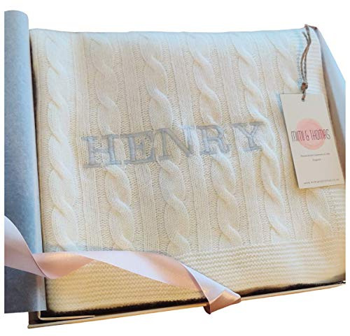 Coperta personalizzata in puro cashmere in confezione regalo Bianco gesso. Taglia unica