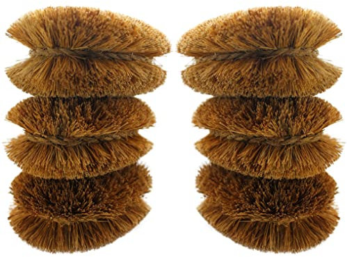 SKARBY Pack of 6 Tawashi Vegetable Brushes - Natural Coconut Fiber Scrubber, Japanese Design, Ideal for Fruits, Veggies, Cast Iron Cleaning and Household use with Wire Hanging Loop by