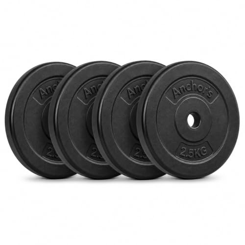 Weight plate disc vinyl (1 inch) weights set for lifting Dumbbell bars strength training home gym fitness workout 2.5kg, 5kg, 10kg, 20kg set (2.5kg x 4 = 10kg)