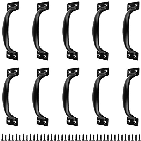 TIANLIN 10 Stück Möbelgriffe Schwarz, D-Griffe aus Gusseisen mit 100 mm Lochabstand, Schrankgriffe mit 40 Schrauben, Griffe für Küche, Schubladen, Türen und Möbel