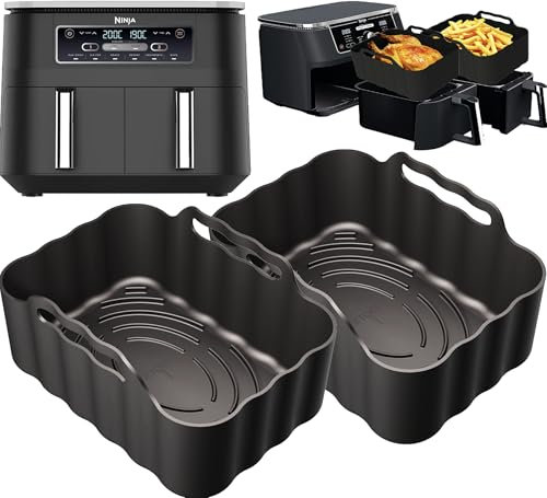 Premium Ninja 7.6L AF300UK Silicone Liners | Glove-Like Fit for Ninja AF300UK Dual Air Fryer | 2.5mm Thick with Convex Base, Non-Stick & Dishwasher Safe | 2PCS Ninja Silicone Liners | by iStock Ltd