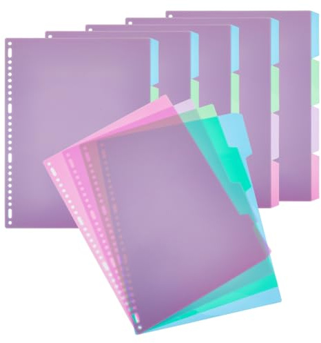 SUPERFINDINGS 24 Fogli Divisori per Raccoglitori A 4 schede Divisori per Indice In Plastica A4 Divisori per Soggetti per Ufficio Raccoglitori Sfusi Colorati Multiperforati per Notebook Planner 29x23cm