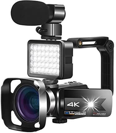 Cámara de video, videocámara, Video Camera 4K Vlogging Camcorder for transmisión en vivo Wifi control remoto Visión nocturna Fotografía de pantalla táctil Toma foto para reuniones familiares, partidos