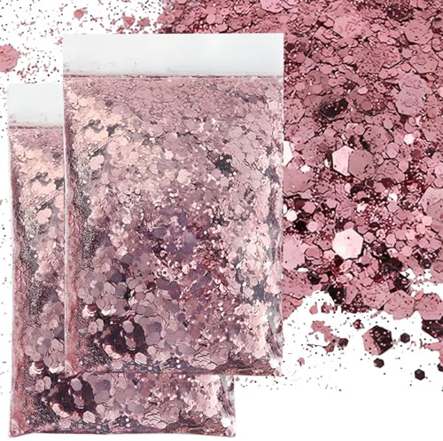 GIUSOBG 100g Glitter Polvere 3 Dimensioni Mescolare Paillettes Polvere Glitterata, Glitter per Artigianato per Lavoretti Creativi Creazione Artigianato Fai da Te (Rosa scuro)