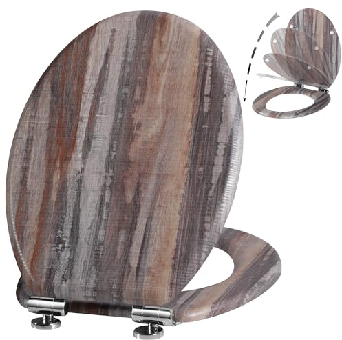 Angel Shield Toilet Seat Molded Wood Toilet Seat, Quiet Close with Quick Release Adjustable Hinges 45x37cm Oval, Fits EU Bottom-Mount Toilets (Board)