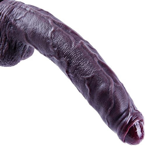 Dildo gigante realistico da 29 cm,Dildo XXL non circonciso con prepuzio,Dildoin silicone per punto G, Dildosuper lungo e gigante con ventosa, Dildoanale nero, Adatto per coppie maschili e femminili