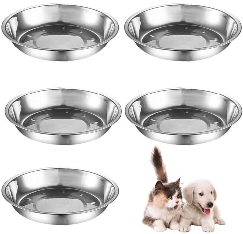WEIWUXIAN 5 Piezas Cuencos de Acero Inoxidable para Gatos, 14cm Cuencos para Perros Pequeños, para Gatos o Perros, para Mascotas Pequeñas