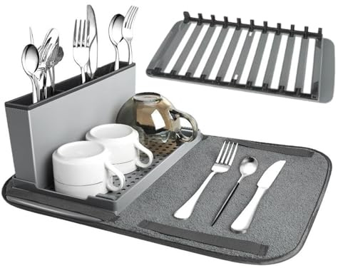 Kixolazr Tapis De Séchage - Organisateur de Rangement Détachable Gain de Place | Accessoires de Cuisine Support de Séchage Vaisselle - Pour Tasses Assiettes Ustensiles Casseroles Poêles Maison