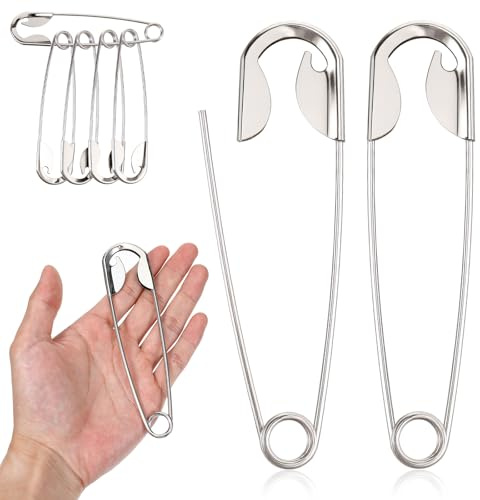 Amabro Lot de 5 grandes épingles à nourriture, 14 cm, grande épingle de sécurité extra large pour tissu avec panneaux perforés, linge, porte-clés, couverture, articles de loisirs créatifs et de