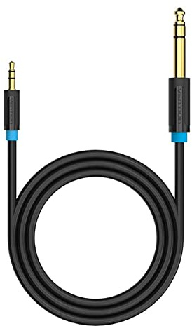 VENTION Cable Jack 3.5mm a 6.35mm 1.5M, Cable de Audio Estéreo TRS de 6.35mm a 3.5mm Macho a Macho para Guitarra, Computadora Portátil, Dispositivos de Cine en Casa, Altavoces y Amplificador