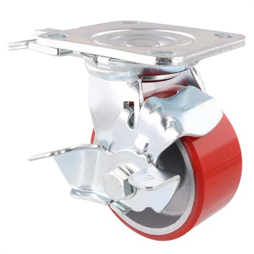 WAGNER Profi Schwerlastrolle - DIRECTION LOCK 3in1 - Lenkrolle & Bockrolle, Gusseisen- silber/rot, Softlauffläche, 2 Einspritzdüsen, Feststeller, Durchmesser Ø 100 mm, Tragkraft 230 kg - 04011401