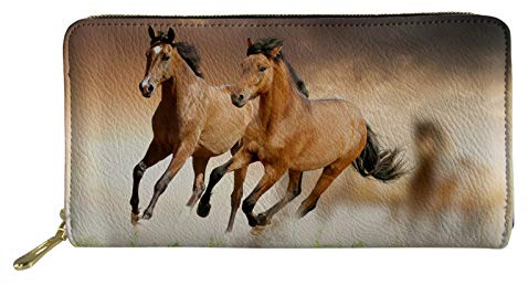 TOADDMOS Geldbörse mit Pferdemotiv, lang, Geldbörse, Handy-Kartenhalter, Clutch, Tasche mit Reißverschluss, für Damen und Mädchen, pferd, Einheitsgröße, Casual
