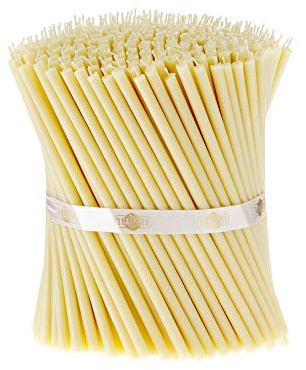 Danilovo 100 pz Candele in Cera d’Api Bianche – Candele Chiesa Ortodossa per Preghiere, Rituali, Lunghe, Morbide, N60, Altezza 19,5 Centimetri