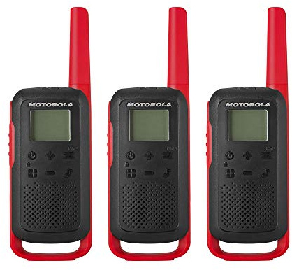 Motorola Solutions, Portable FRS, T210TP, Talkabout, Two-Way Radios, Rechargeable, 22 Channel, 20 Mile, Black W/Red, 3 Pack