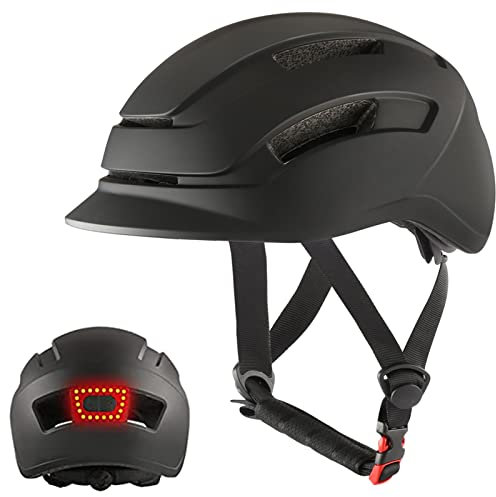 Fahrradhelme für Erwachsene mit LED Licht Rennradhelm für Städtische Pendler Herren Damen Kinder-Helm MTB Rollerhelm Radhelm Skateboardhelm（M）