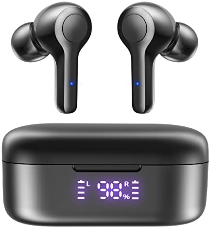 MOZOTER Bluetooth 5.3 Wireless Earbuds,Deep Bass Loud Sound Clear Call Noise Cancelling with 4 Microphones in-Ear Headphones with Wireless Charging Case Compatible for iPhone Android,Workout