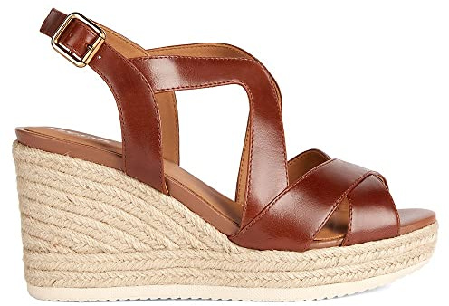 Geox D Ponza, Espadrille Wedge Sandal, marrón, 41 EU