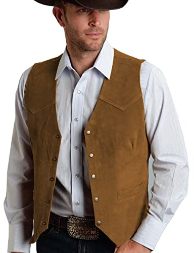 Tuikayoo Mockaväst för herrar, vintage, westernstil, cowboyväst, normal passform