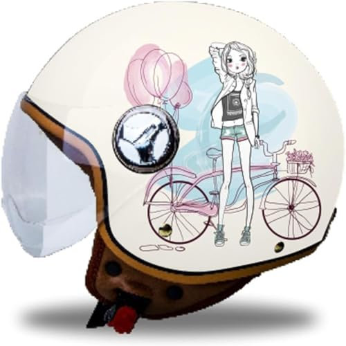 Offener Motorrad-Vespa-Helm, 3/4-Retro-Moped-Helm Im Deutschen Stil, Offener Helm, Moped-Jet-Chopper-Fahrrad-Roller-Sporthelm, Herren-Damen G,56-59CM