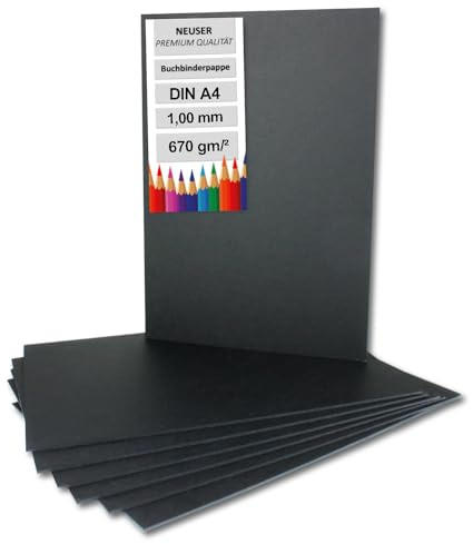 NEUSER PAPIER 10 x bokbindningspapper DIN A4 i svart, tjocklek: 1,0 mm, grammage: 670 g/m2