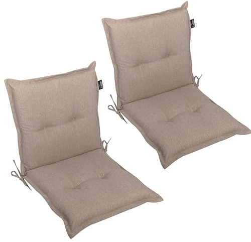 LILENO HOME Gartenstuhl Auflagen als [2er Set - Niedriglehner] in Taupe Y - Bequeme Liegen als Sitzauflagen für Gartenmöbel - Stuhlkissen für Gartenstühle und Klappstühle MAR