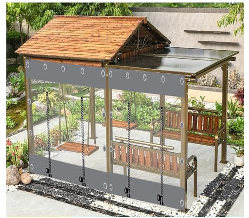ZXCASDF Bâche Transparente avec Fermeture éclair，Rideaux de Bâche Transparents Extérieurs,Panneaux Latéraux De Bâche pour Pergola Gazebo Patio，0.5mm Bâche Étanche PVC Robuste(H2.1xW10m/H6.8xW32.8ft)