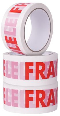 ARVO Lot de 3 rouleaux de ruban adhésif d'emballage - 48 mm x 60 m - Ruban adhésif fragile pour boîtes d'emballage - Ruban adhésif sécurisé pour déménagement