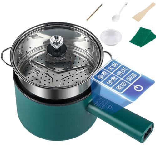 Hot Pot électrique Multifonction, Mini poêle électrique de 1,8 L avec cuiseur Vapeur et poignée, Protection Contre la surchauffe et l'ébullition à Sec, sauteuse antiadhésive Portable pour Sauter