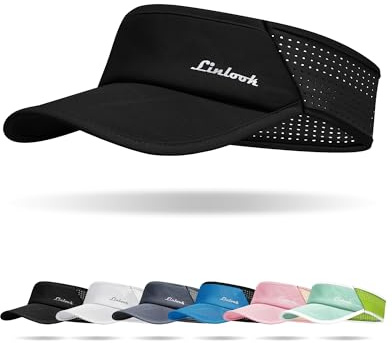 Linlook Sports Sun Visor for Men & Women Breathable Mesh, Stretchy Foldable Cooling Visor Hat for Running, Golf, Tennis, Hiking Black