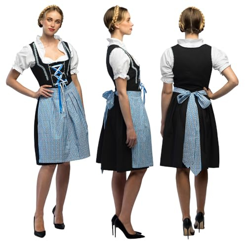 Boland - Costume Bavarois, set de costume avec Dirndl, blouse et tablier, costumes de carnaval pour dames pour le carnaval et la fête de la bière