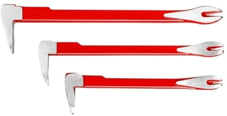 3 barras de palanca resistentes para extracción de clavos planos de aleación de acero con diseño de doble garra para precisión y resistente a la corrosión, acabado rojo para bricolaje mejoras del