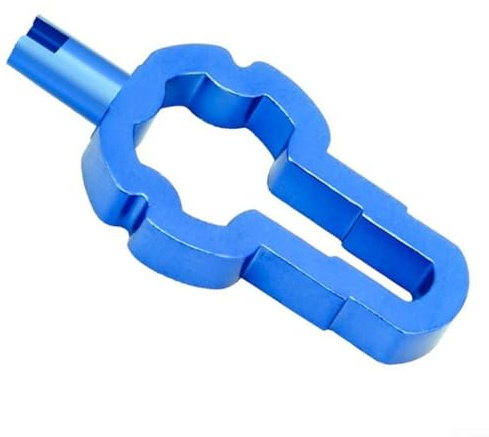 YobiLife Clé à noyau de valve en alliage d'aluminium pour valves de pneus françaises et britanniques, outil multifonction quatre en 1 avec tige amovible, tige d'extension et écrou adaptateur, 35 x 17