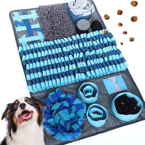 onebarleycorn Alfombra Olfativa Perros XXL, Manta Olfativa Perro Grande Juguete de Inteligencia para Perros Snuffle Mat (Blue)