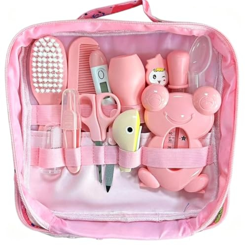 Kit de Cuidado para bebés de 13 Piezas (Esenciales para recién Nacidos) – Set portátil de Salud y Aseo; Incluye cortaúñas, Peine, Aspirador Nasal, termómetro y Herramientas para el Cuidado de Las