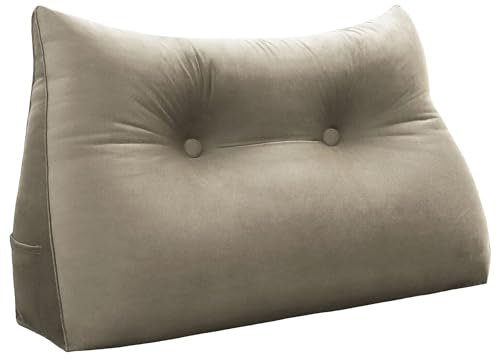 VERCART Rückenkissen Bett Gepolstert Kopfteil Lesekissen, Rückenlehne Wandkissen Keilkissen Große Sofakissen Couch Kissen XXL Rücken Anlehnkissen Abnehmbarem Bezug Samt Leichte Bräune 80cm