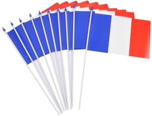 Homéa, Set de 10 Drapeaux pour Supporter 9,5 x 16 cm Bleu/Blanc/Rouge