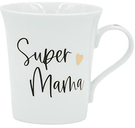 Him & I® - Super Mama Tasse mit Echtgold Veredelung - Geschenk für Mami - 340 ml - Porzellan Tasse - Kaffeetasse - Kaffeebecher - Geschenkidee für die Mutti, beste Freundin & Kollegin