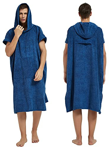 III HHONS Beach Towel Hoodie Poncho Robe Towels Navy Hooded Swim Cover Surf Accessories Surf Clothes for Men/Women