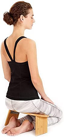 ZCBYBT Faltende Meditationshocker, Reiseversion Knienhocker Ergonomischer Bambus-Yoga-Hocker, geeignet für Teezeremonie, Seiza, Yoga, Gebet und gesündere Sitzungen