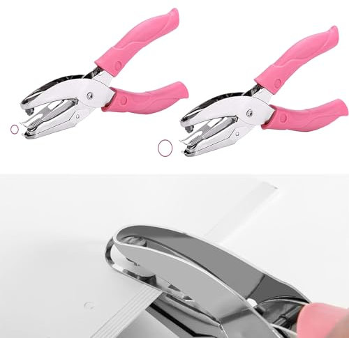 Bztzhm 2 Stück Stanzzange Rund, Hand Lochstanzer Papier, Metall Lochzange Stanzer, Metall Lochzange Papier, Einloch Lochzange Metall, für Diy Crafts für School Office