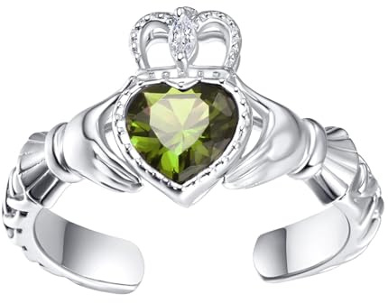 Claddagh Ring Damen Sterling Silber Irish Claddagh Ring Keltische Claddagh August Geburtsstein Ring Geschenke für Damen Mädchen