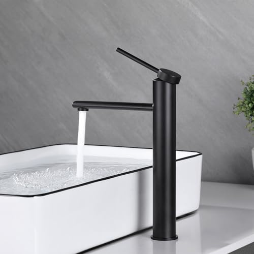 PHASAT Grifo de Lavabo Alto Mezclador de Lavabo Frío y Caliente Monomando Grifos Baño de moderna PTMP07B