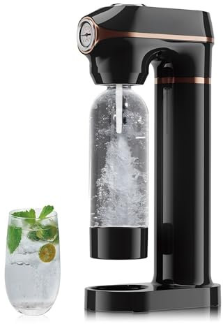 Máquina para Hacer Refrescos, Máquina para Hacer Agua con Gas con Manómetro, Máquina para Hacer Refrescos para Jugos y Cócteles, Compatible con Cilindros de Rosca de Tamaño