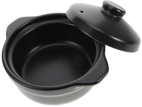 Ciieeo Casseruola in Ceramica 1,26l Doppio Manico e Coperchio, Pentola Per Stufati Casalinghi Resistente Ad Alte Temperature, Facile Da Pulire e Per Riso Brasato e Zuppa