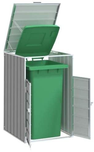 Rangement à roulettes pour poubelles pour bac Unique Gris Acier, Maison & Jardin, Produits ménagers, Accessoires pour conteneurs à déchets, Cache-conteneurs à déchets, Gris, 13.85 KG, 4006172